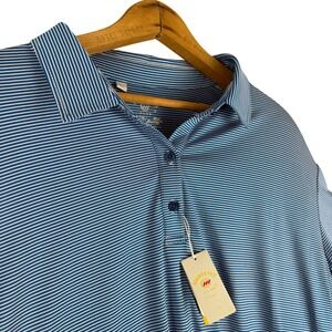 Monterey Club Womens XL Dry Swing Polo Shirt Blue White Striped Golf Top 2481